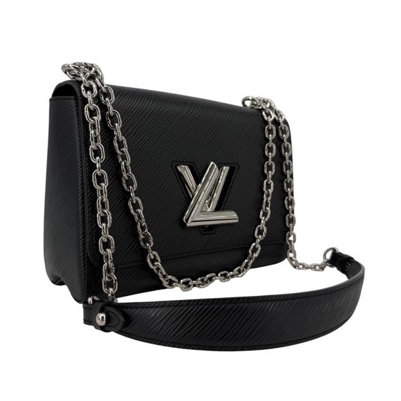 Louis Vuitton Epi Twist MM – Black Noir Crossbody Shoulder Bag with Silver LV - Picture 4 of 13